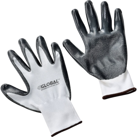 Global Industrial Coated Gloves, Nylon, Nitrile, Multi-Colored, L 708346L